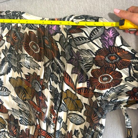 Scotch & Soda Dress Floral Front Tie Bow Midi Small Black Orange Ivory Boho - Picture 6 of 11